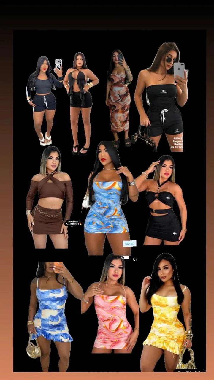 Kit atacado revenda com 10 conjuntos e vestidos 