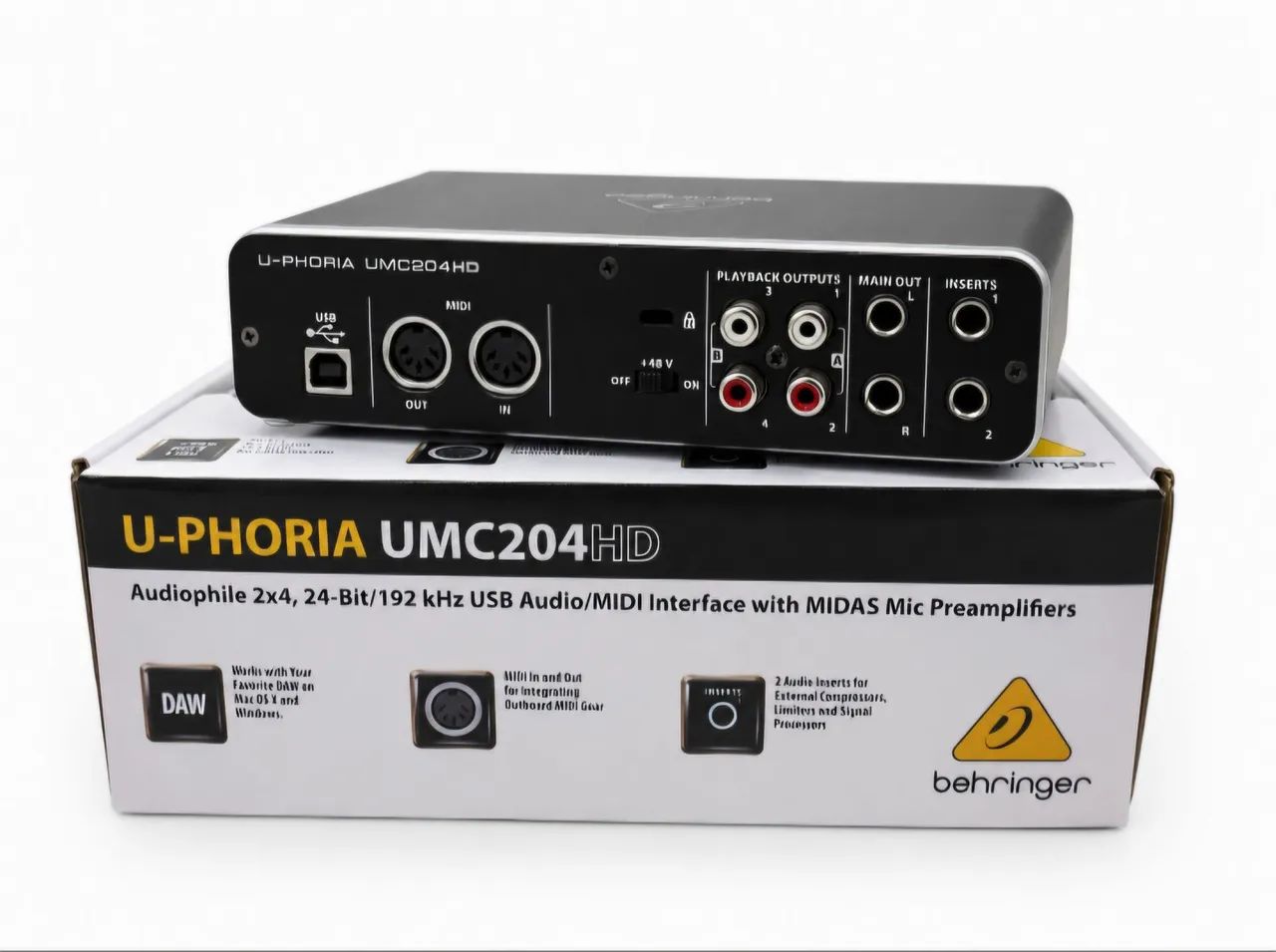 Interface de Áudio Behringer U-Phoria UMC204HD USB 24-bit/192 kHz com Caixa - Foto 3