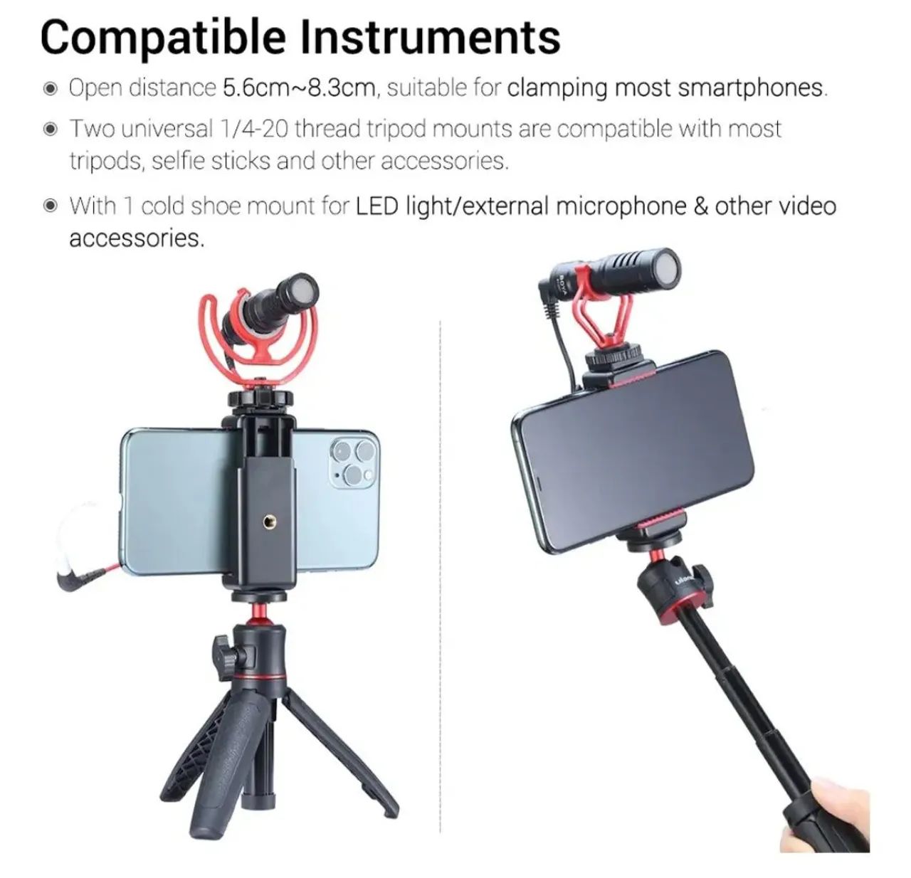 Suporte Adaptador Celular Sapata Luz Microfone Ulanzi St-07 - Foto 2