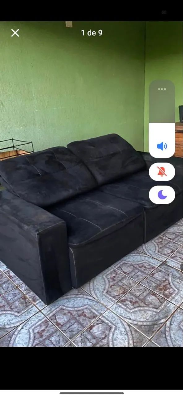 Sofá preto suede conservado , higienizado