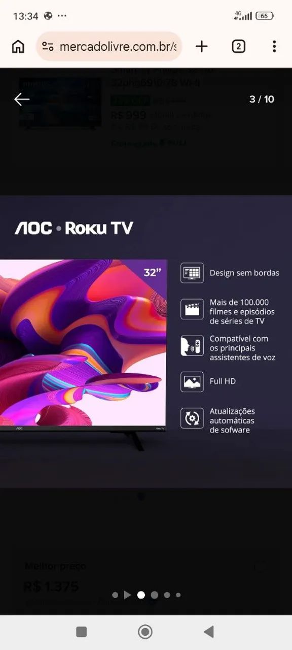 Vendo smart tv 32 polegadas AOC ruku nova - Foto 3