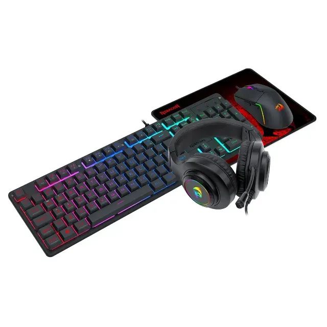 Combo Gamer Redragon Essentials S166 4 em 1 Teclado/Mouse/Headset/Mousepad - WZetta - Foto 3