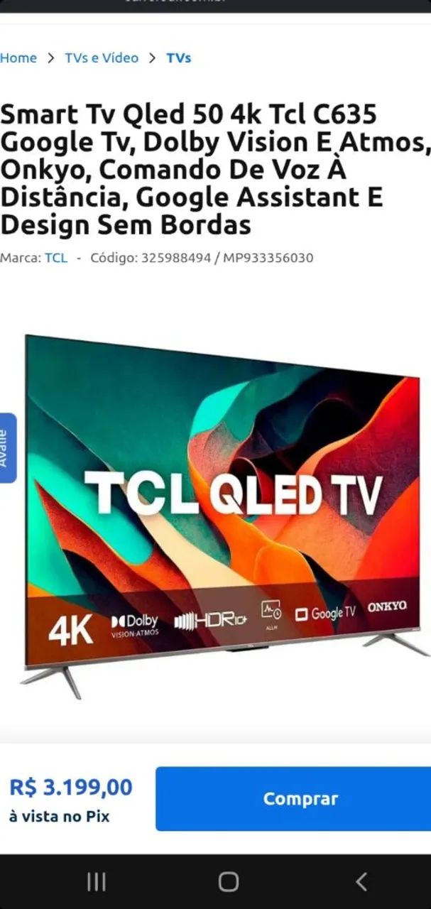 Tv 4k Smart 50"TCL Android C635 Qled  - Foto 2