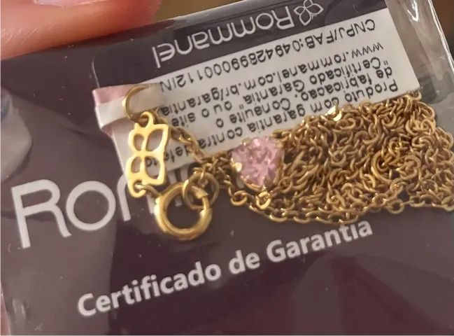 GARGANTILHA BANHADA A OURO 18K COM ZIRCÔNIA DE CORAÇÃO NOVO LACRADO - Foto 5