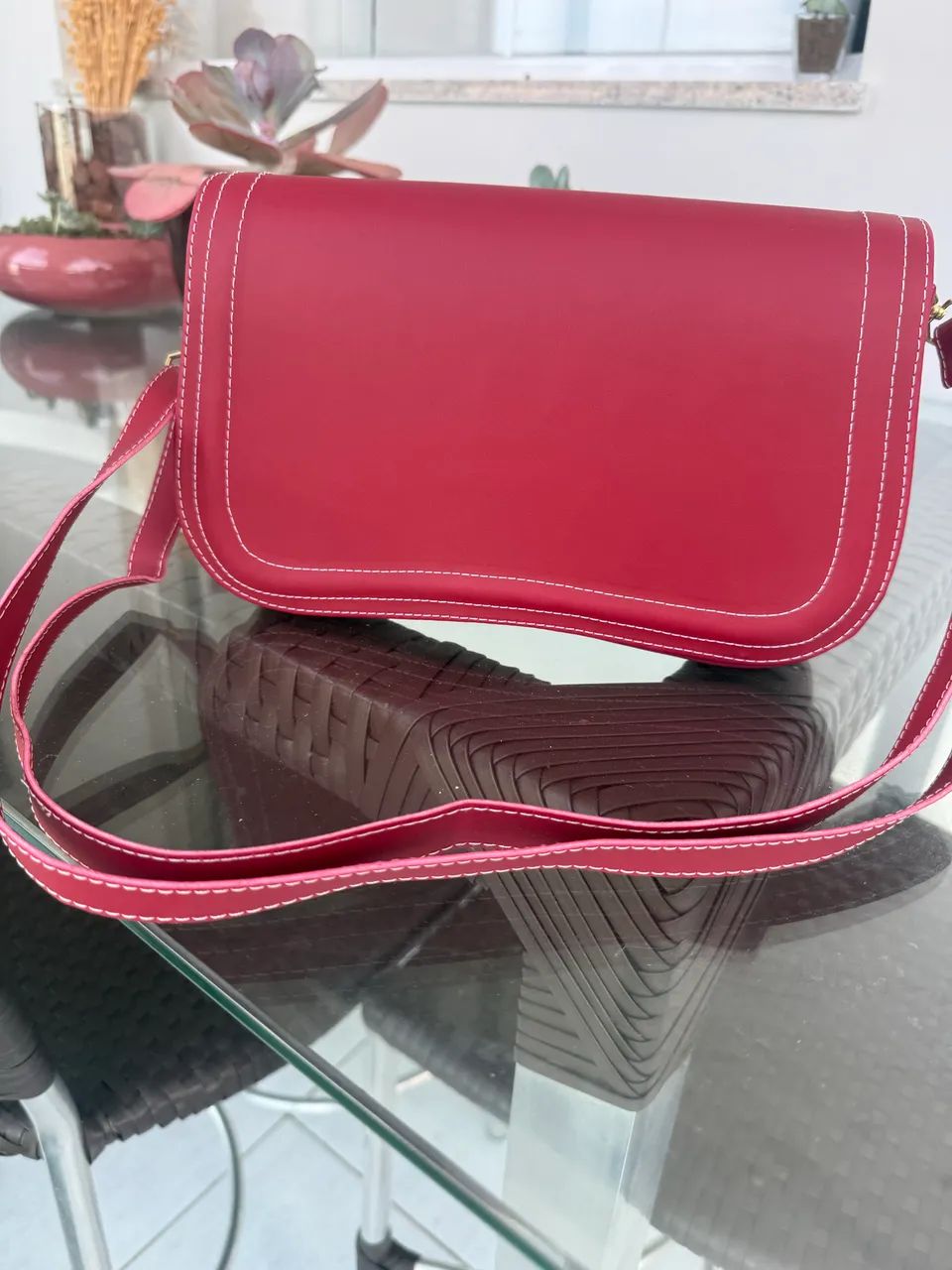 Bolsa alça transversal vermelho marsala