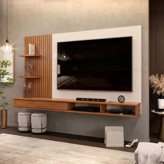 Painel para TV Bento Tv até 60 Polegadas c/ 1 Porta de Correr e 2 Nichos