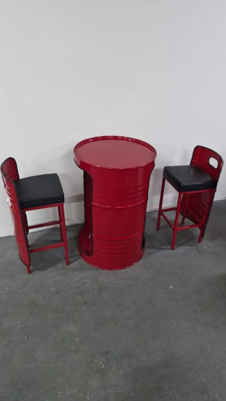 Mesa de Tambor bistrô com cadeira de Embutir 