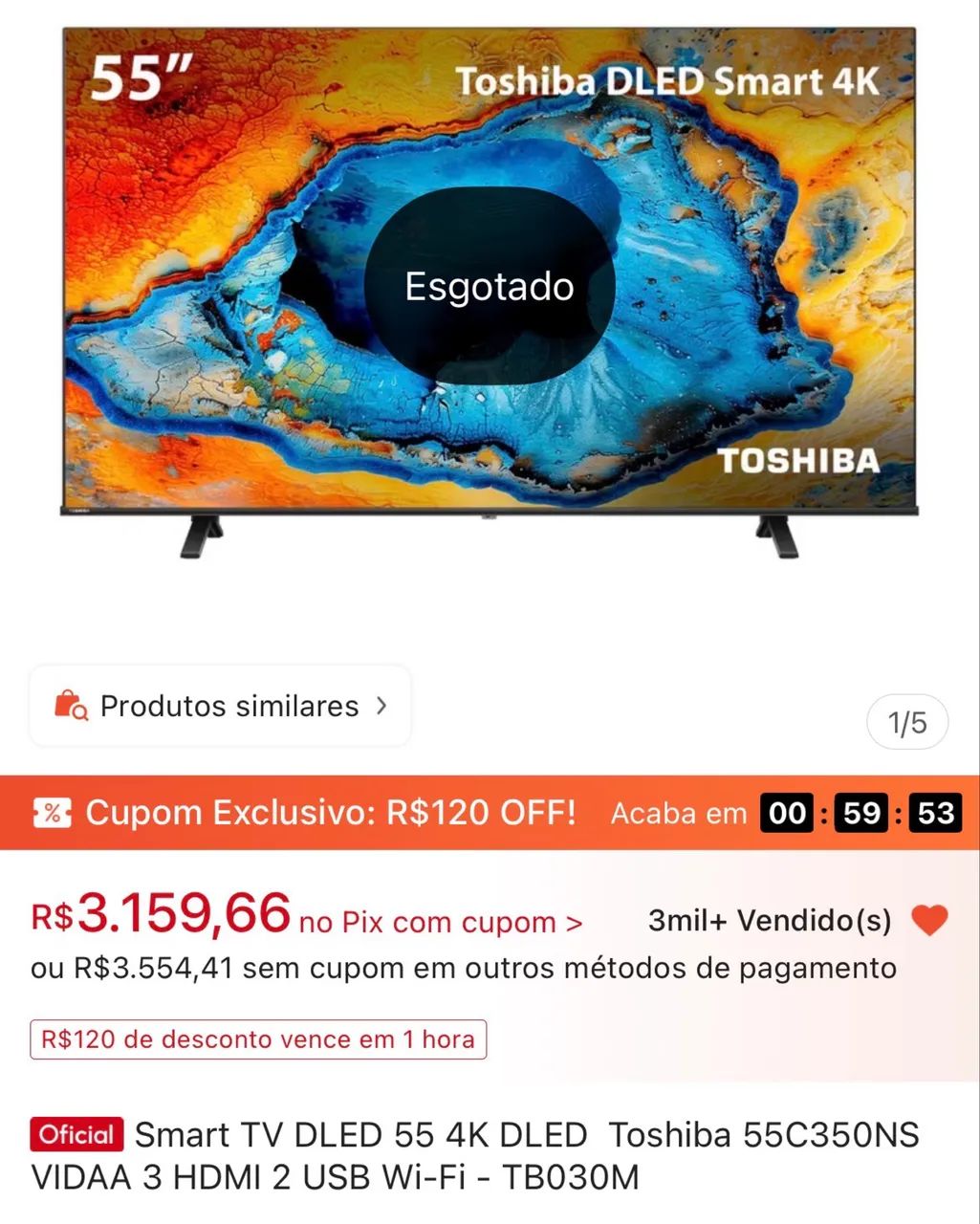 Smart TV 55 Polegadas Toshiba - Super conservada - Foto 4