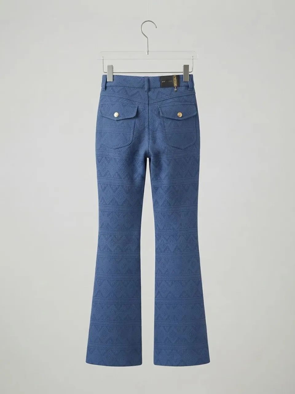 Calça Flare Azul/lilás Estampada com Textura e Bolsos Traseiros - Tam. M - Foto 5