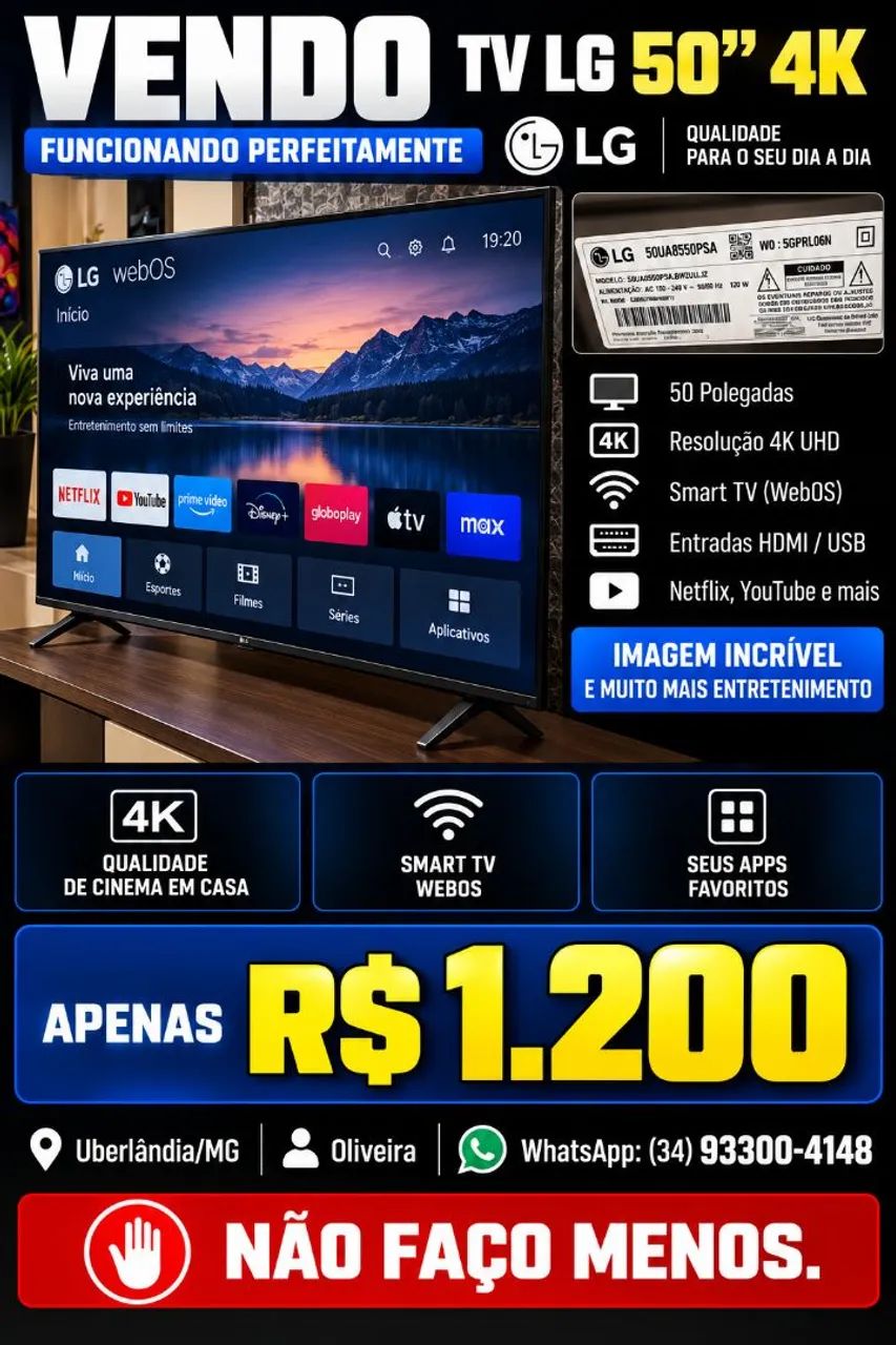 ? VENDO SMART TV LG 50? 4K R$1200 - Foto 2