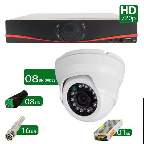 Kit CFTV 08 Câmeras dome infra hd 720p importado