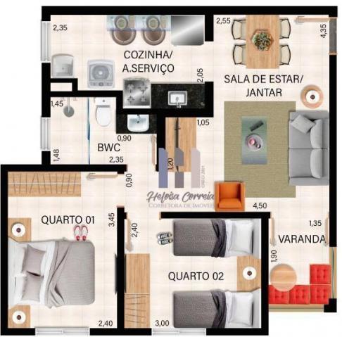 Apartamento com 2 dormitórios à venda, 48 m² por R$ 148.000 - Pium (Distrito Litoral) - Pa - Foto 3