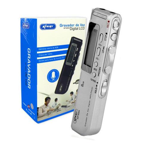 Gravador de Voz Digital com Display Lcd Kp-8004 Knup 8Gb Saída para P2 Mp3 Player Usb Rj11