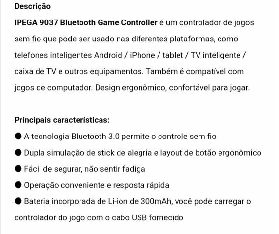 Controle Bluetooth Ípega - Foto 6