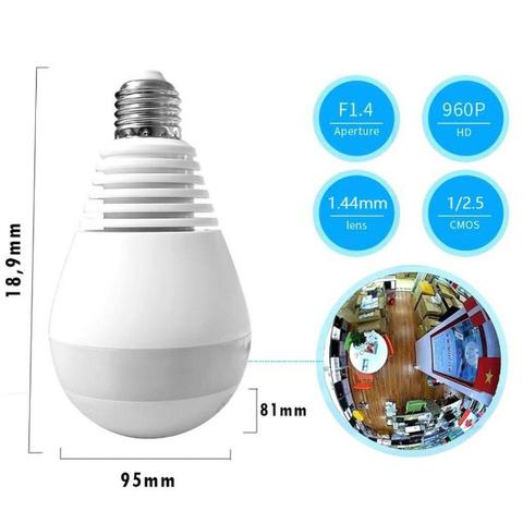 Lâmpada Câmera Espiã 360° WIFI - Aceita cartão de mémoria ate 32GB - Foto 5