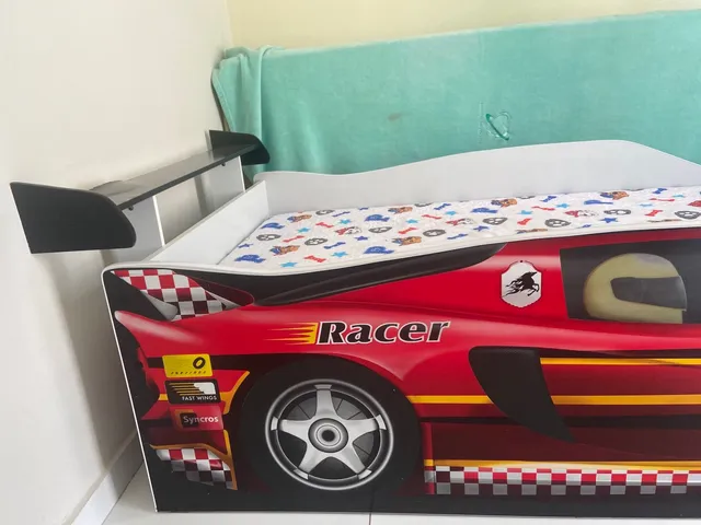 Cama Infantil Solteiro Carro Formula 1 Vermelho para Colchão 88cm
