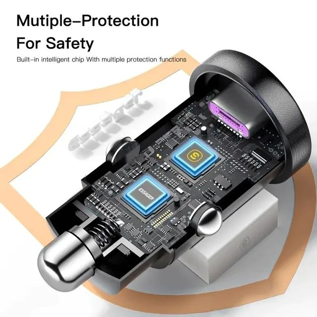 Carregador de Carro USB, Carregamento Rápido para iPhone, Huawei, Samsung, Xiaomi, 30W - Foto 5