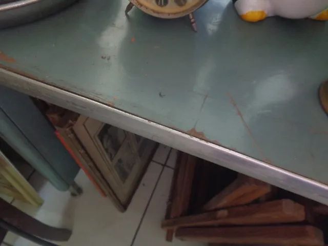 escrivaninha antiga de ferro e aluminio retro vintage grande - Foto 2