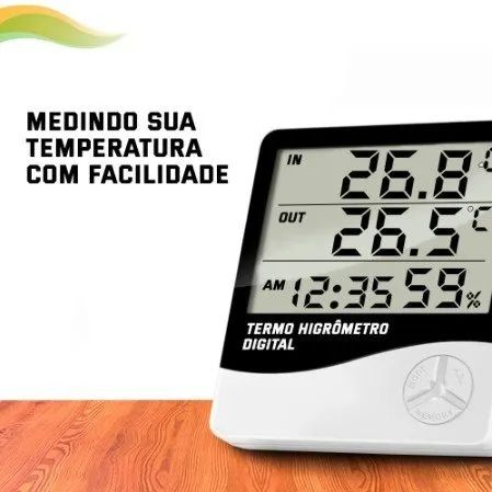 Termo Higrômetro Sensor Medidor Temperatura Digital Externo Interno - Foto 6