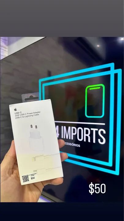 KIT CARREGADOR FONTE E CABO PARA IPHONE  - 20w