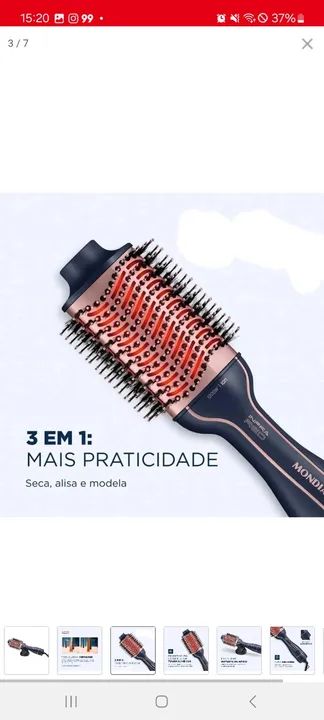 Escova Secadora InfraRed Mondial Revestimento em Cerâmica/Turmaline 1200W BivoltES-01-IR A