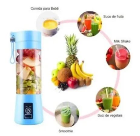Mini Liquidificador Portátil com 6 Lâminas Shake Take Juice Cup Recarregável USB z109  - Foto 5