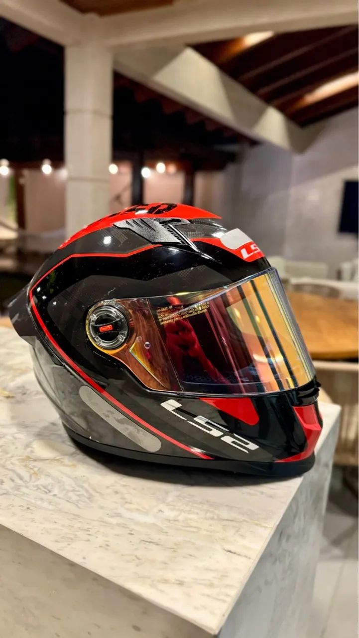 Capacete LS2 Preto/Vermelho - Foto 2