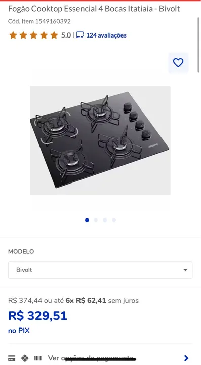 PRODUTO NA CAIXA - Cooktop - Essential Itatiaia - 4 bocas 