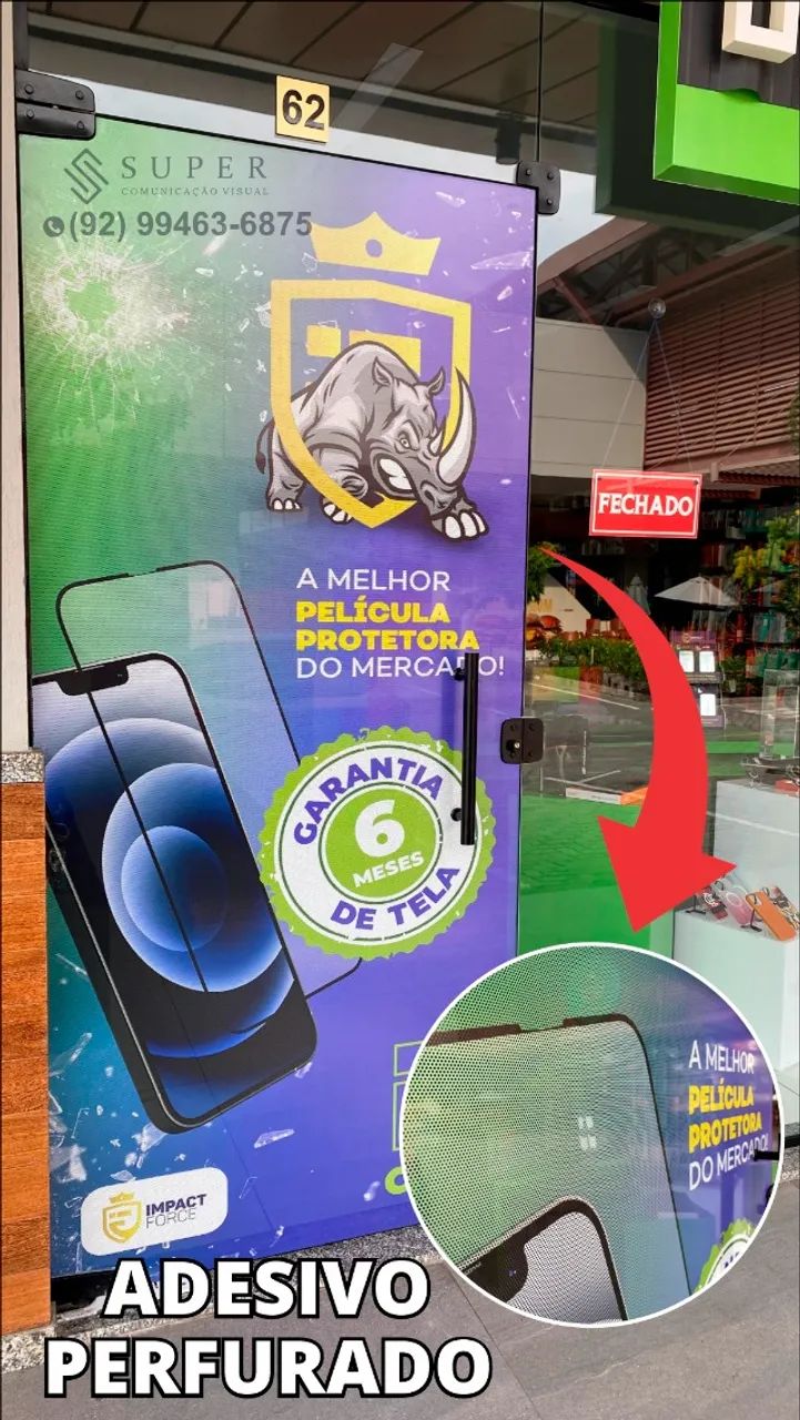 Adesivo perfurado para seu negócio