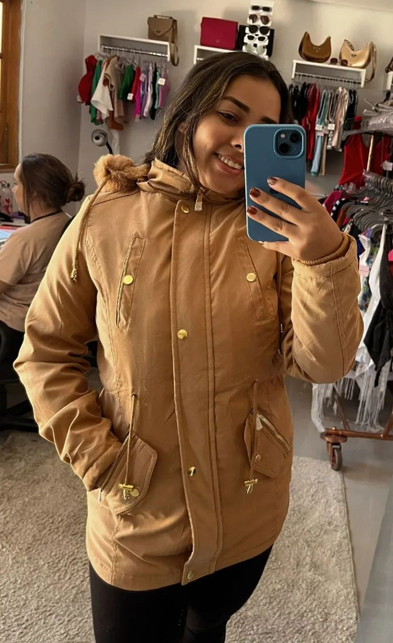 Blusa parka feminina com capuz