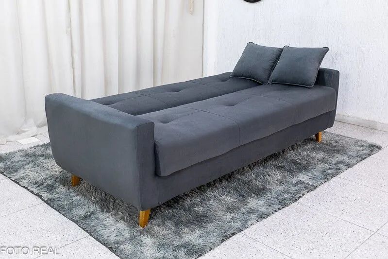 Sofá Cama Casal com Baú 200cm Veludo Cinza - Foto 3