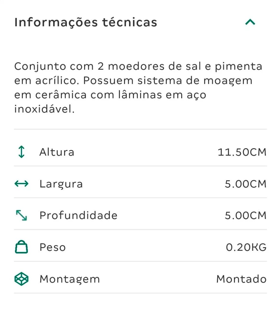PAR MOEDOR DE SAL E PIMENTA 11 CM - Foto 4