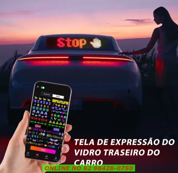 Painel Led Olho Tela Flexível 64x16cm Para Carros Caminhões - Foto 6