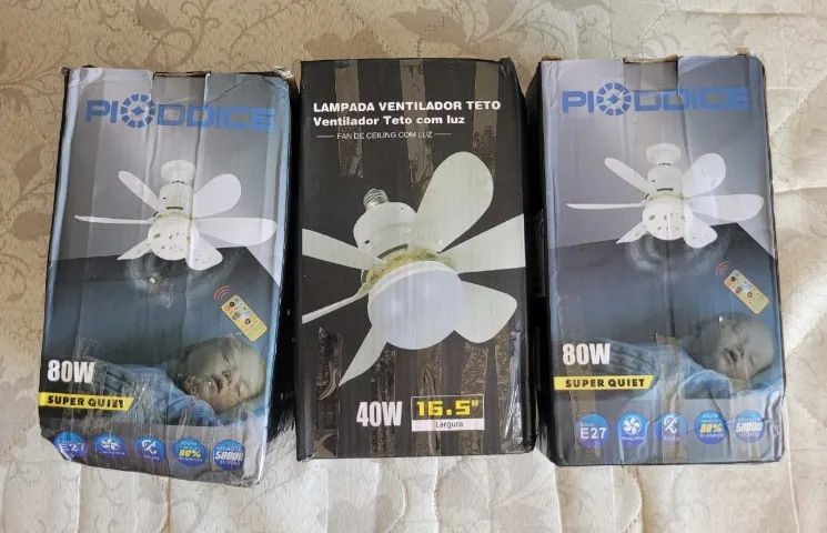 VENDO 03 VENTILADORES DE TETO C/ LÂMPADA LED E27 (02 DE 80W E 01 DE 40W)