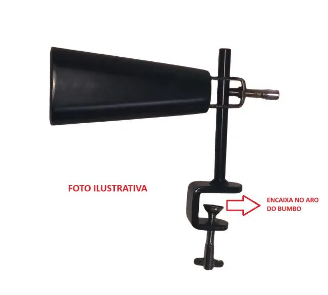 Cowbell 6 Polegadas + Suporte Para Prender No Aro Do Bumbo - Foto 2