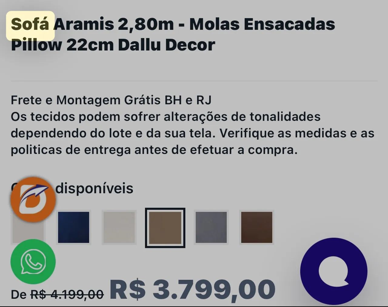 Vendo lindo sofá ARAMIS molas ensacadas pillow 20cm - Foto 5