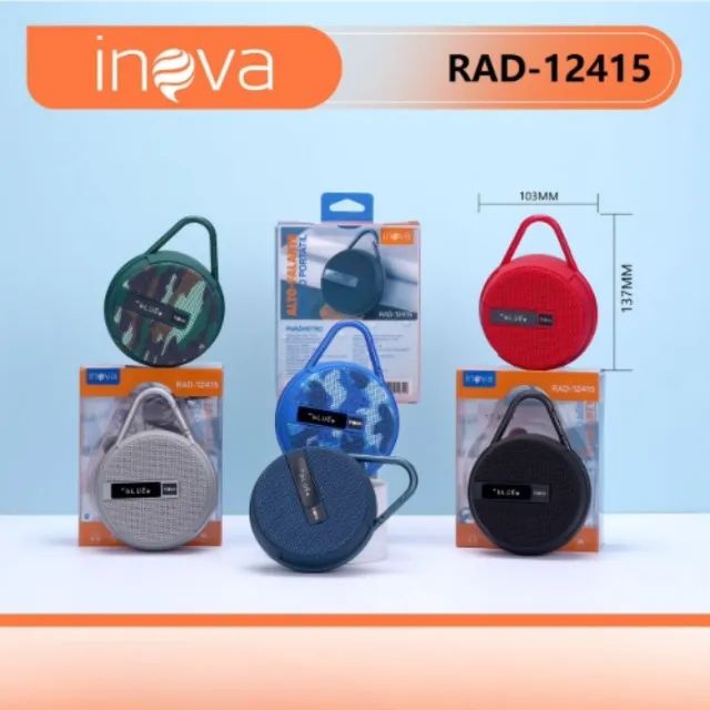 Caixa De Som Bluetooth Portátil Inova Redonda Display Rádio, Usb Bluethooth - Foto 4
