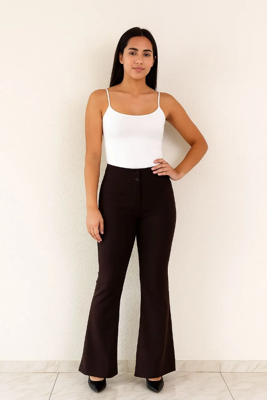 Calça Flare Marrom Elegante