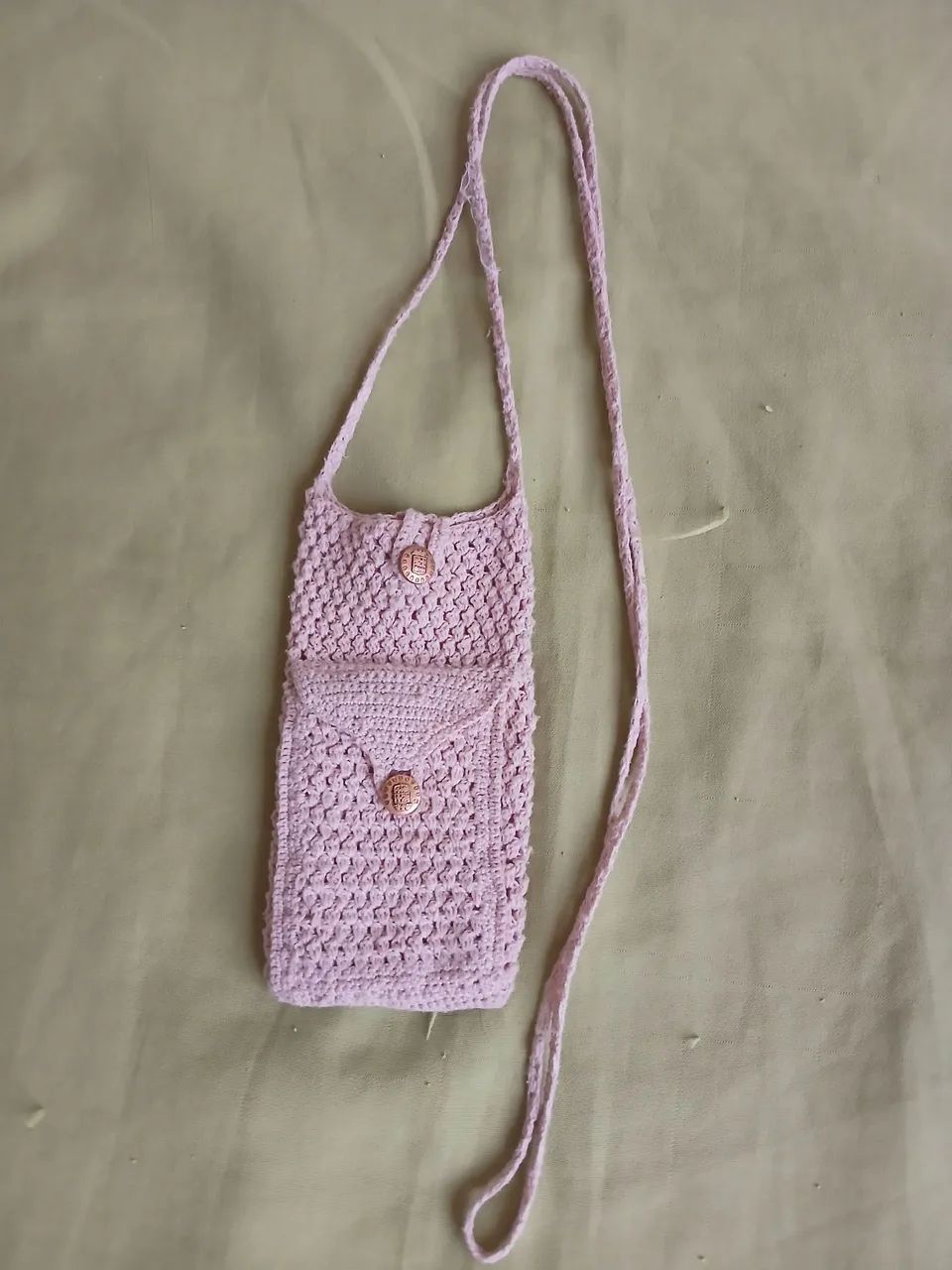 Bolsa de ombro em crochê bege - Foto 3
