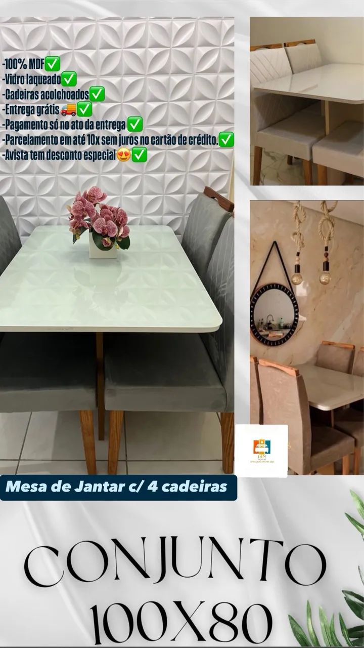 Mesa de Jantar 4 Cadeiras Nova da fábrica  - Foto 3