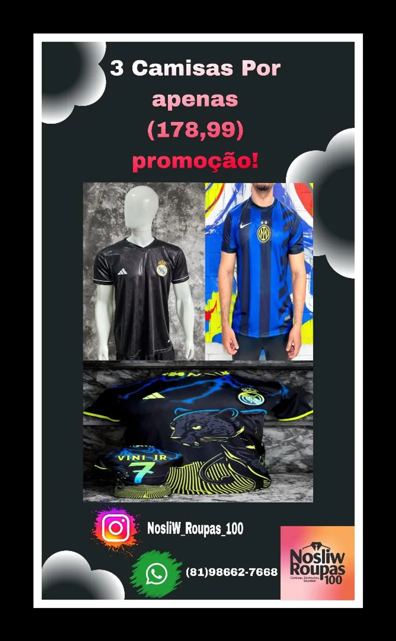 3 Camisas de Futebol por Apenas R$178,99