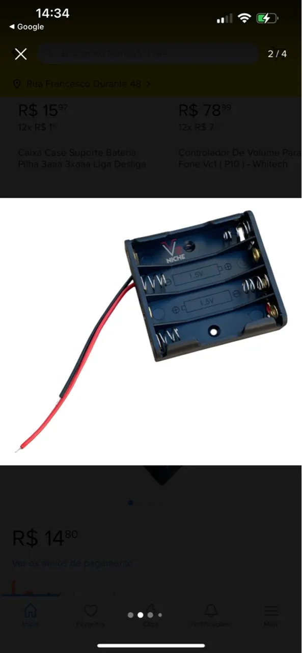 Caixa para pilhas 4xAAA - Ideal para projetos DIY