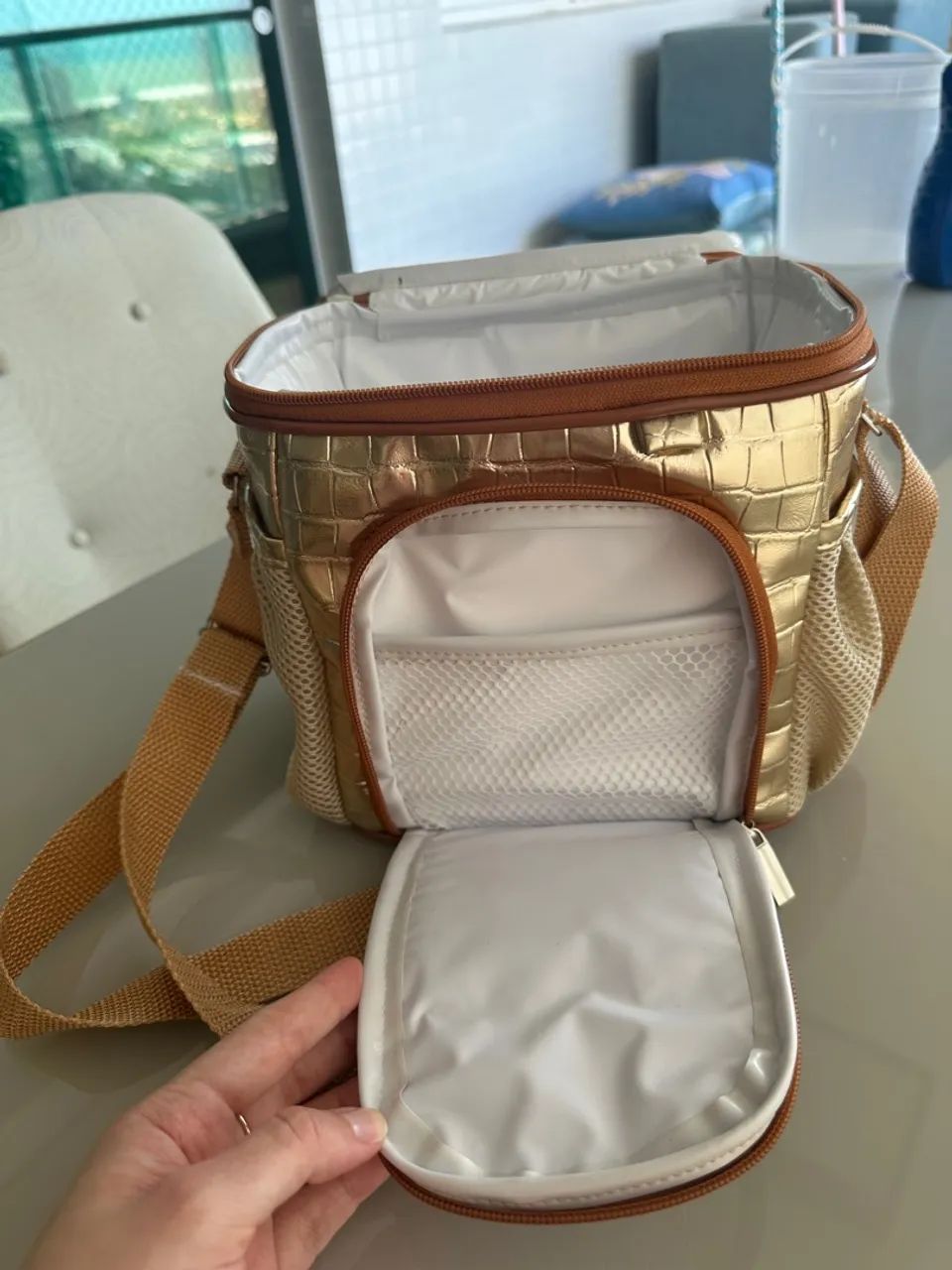 Bolsa Térmica Dourada Croco - Nova - Nunca Usada - Foto 5