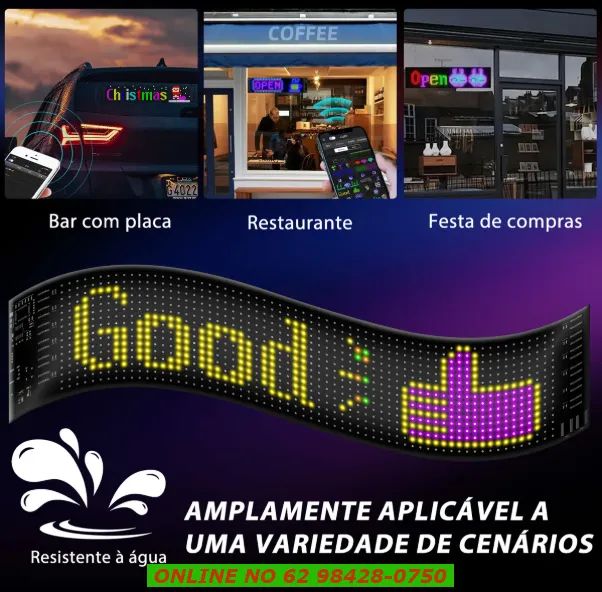 Painel Led Olho Tela Flexível 64x16cm Para Carros Caminhões - Foto 2