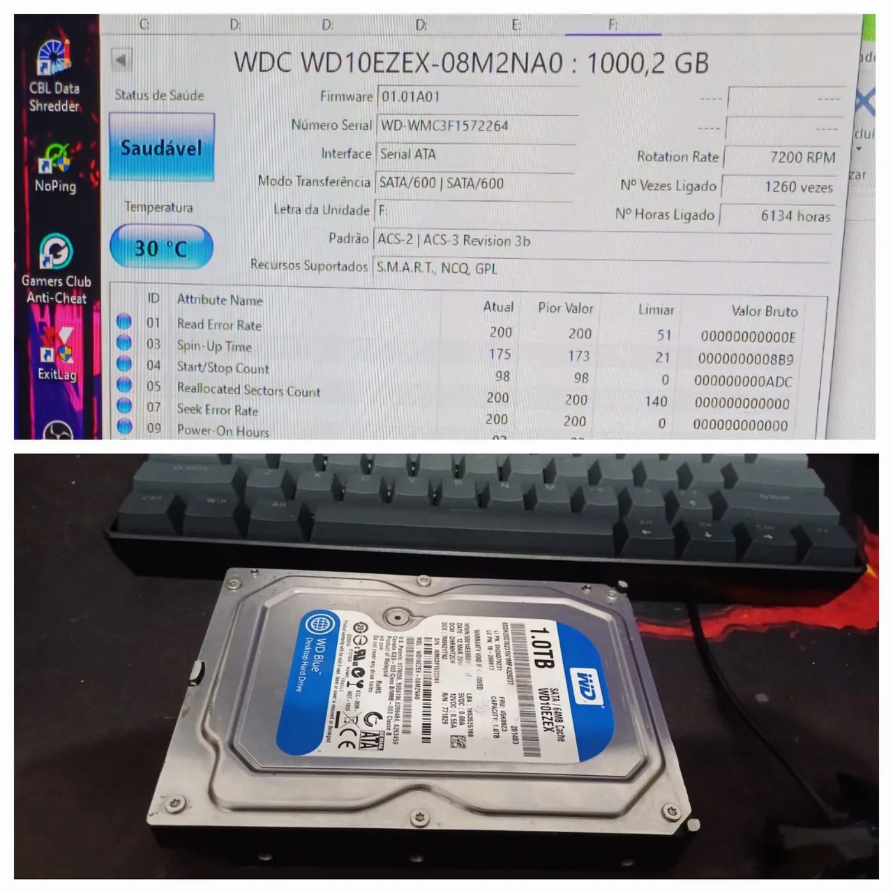 HD 1TB 7200RPM WDC Saudável 100%