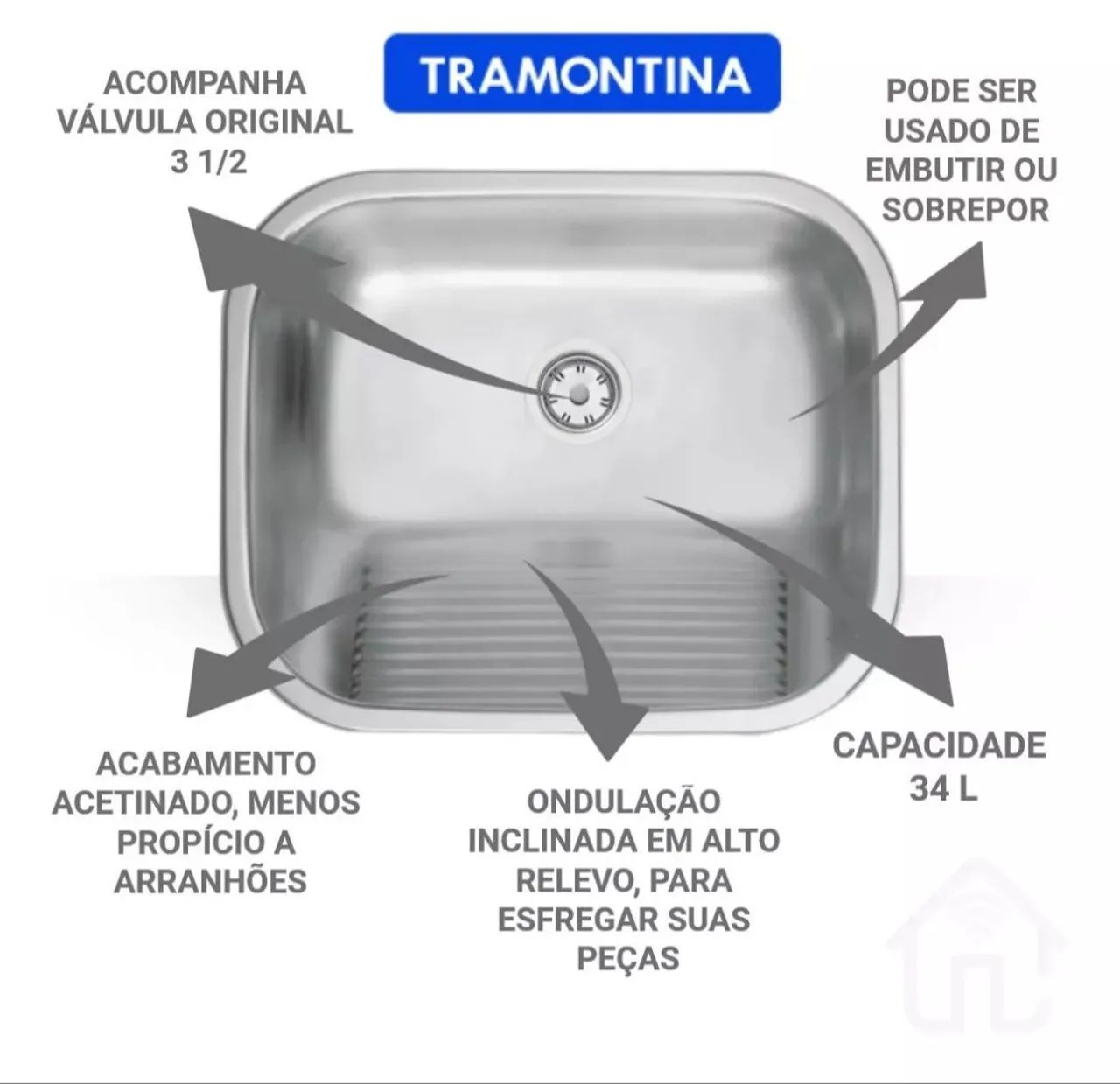 Cuba para tanque e cozinha em aço inox com acessórios - Foto 2