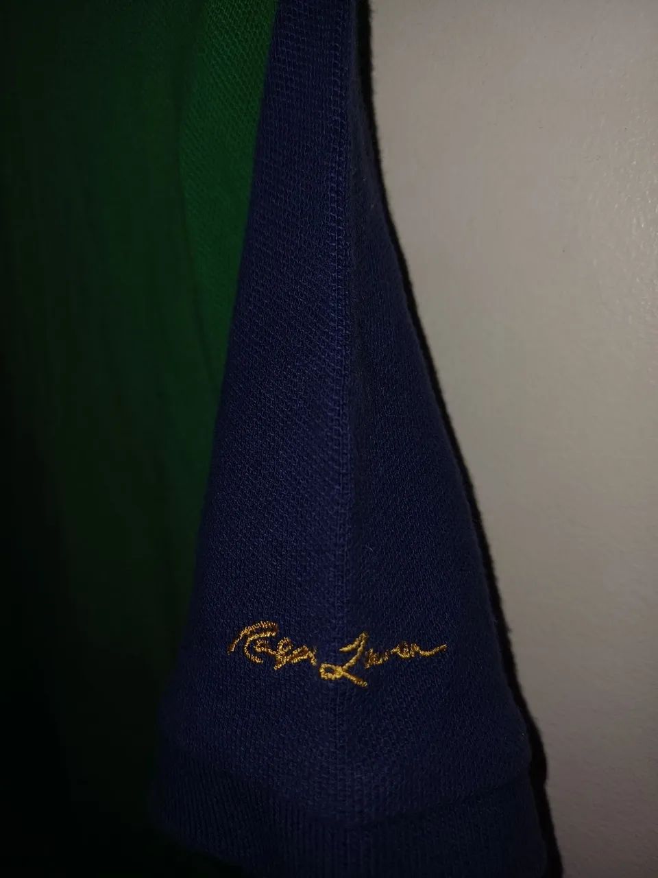 Polo infantil Ralph Lauren verde com azul, tam.6. - Foto 3