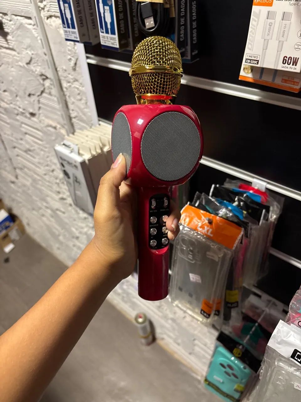 Microfone e caixa de som Bluetooth + Karaokê A-915 - Foto 2