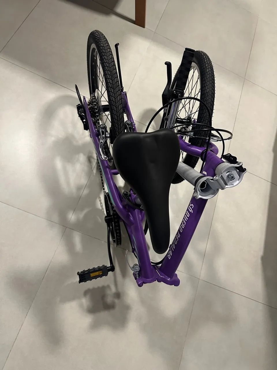 Bicicleta Dobrável Roxa Nu com Marcha - Foto 5