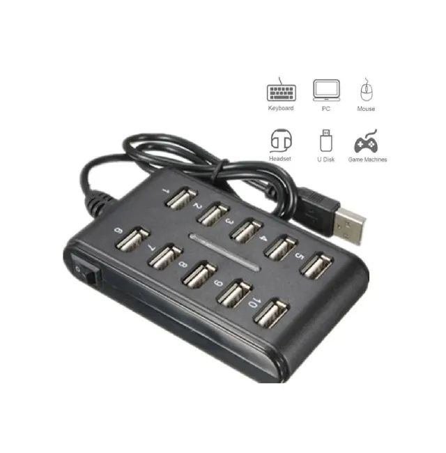 Hub Usb 2.0 10 Portas Retangular Sem Fonte Seminovo. - Foto 3